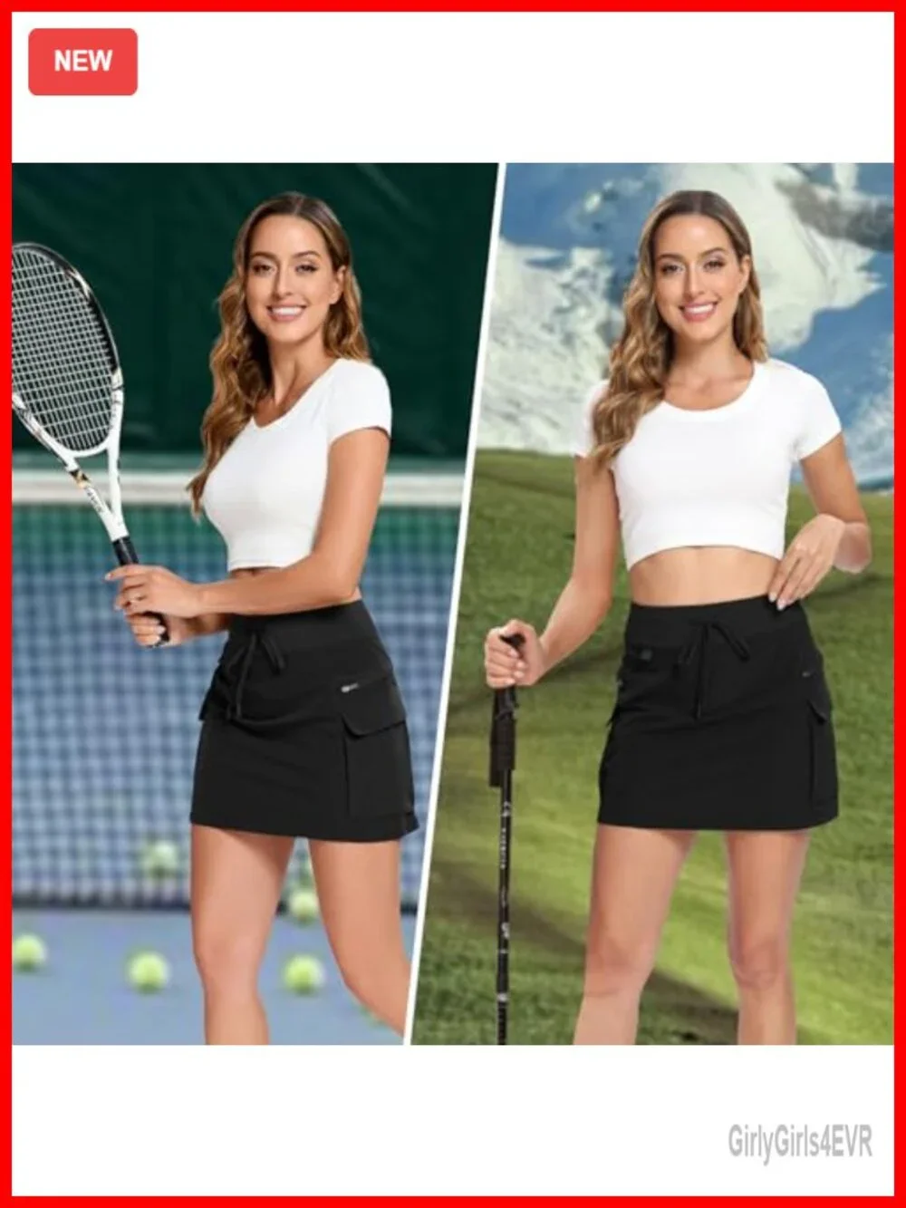 High Waisted Mini Skort with Zipper Pockets Athletic Golf Hiking Skirt 79%
